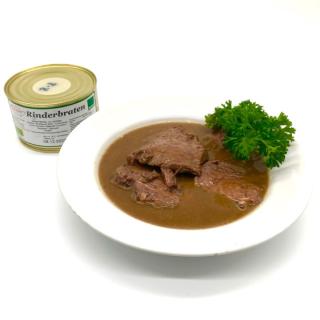 Rinderbraten fertig zubereitet in der Dose