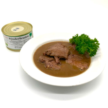 Rinderbraten fertig zubereitet in der Dose